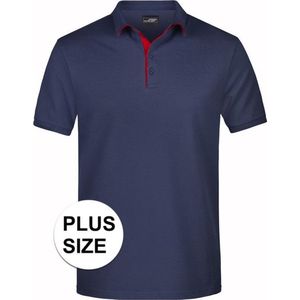 Grote maten polo shirt Golf Pro premium navy/rood voor heren - Navy blauwe plus size herenkleding - Werk/zakelijke polo t-shirts 3XL