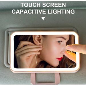 Make-up spiegel met LED-verlichting - Make-up spiegel voor in de auto - Make-up spiegel zonneklep - Aanraakscherm - Make-up onderweg - Roze