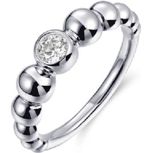 Schitterende Stapelring Zilveren Ring met Zirkonia 15.25 mm. (maat 48)| Damesring |Aanzoek|Verloving