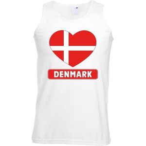 Denemarken hart vlag singlet shirt/ tanktop wit heren M