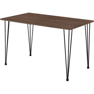 In And OutdoorMatch Eettafel Ludwig - 120x70x75 cm - Walnoot en Zwart - Staal en MDF - Modern Design