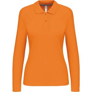 Polo Dames XXL Kariban Kraag met knopen Lange mouw Orange 100% Katoen