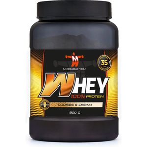 M Double You - 100% Whey Protein (Cookies/Cream - 900 gram) - Eiwitshake - Eiwitpoeder - Eiwitten - Sportvoeding - 36 shakes
