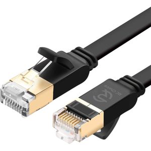 Internetkabel - CAT7 Ethernet Netwerk Kabel tot 10Gbps - RJ45 Platte UTP Kabel - Zwart - 3 Meter