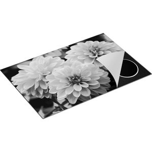 Chefcare Inductie Beschermer Oranje Dahlia Bloemen - Zwart Wit - 81,6x52,7 cm - Afdekplaat Inductie - Kookplaat Beschermer - Inductie Mat