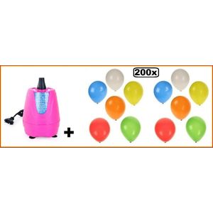 Ballonpomp electrisch roze + 200 ballonnen kleur