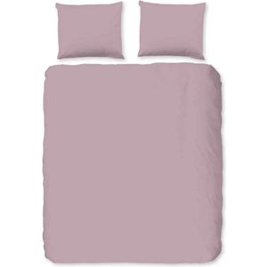 Luxe katoen dekbedovertrek effen roze - lits-jumeaux (240x200/220) - hoogwaardig en fijn geweven - prachtige dessin