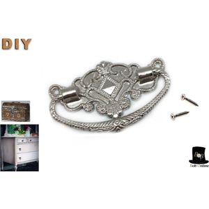 Bob Online ™ - 1 Stuk – Zilver - Metalen Handvat + 2 x Schroeven – Meubelgreep - Accessoires voor Meubels – Meubel Handgreep – Hobby Handvat – Lade Handvat – Trekgrepen -  Silver Zink Alloy Drawer or Wooden Box Handle – Decoupage DIY - Trekhandgrepen