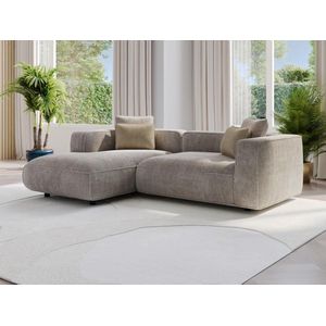 Hoekbank met hoek links van grijs velours met textuur TALMINE L 255 cm x H 71 cm x D 160 cm