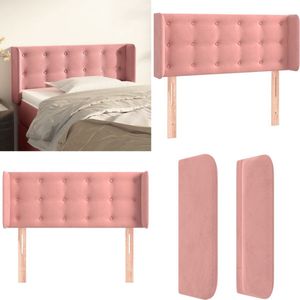 vidaXL Hoofdbord met randen 83x16x78/88 cm fluweel roze - Hoofdbord - Hoofdborden - Hoofdeinde - Houten Hoofdbord