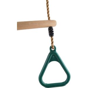 Houten trapeze met kunststof driehoeksringen Groen en PP Touw