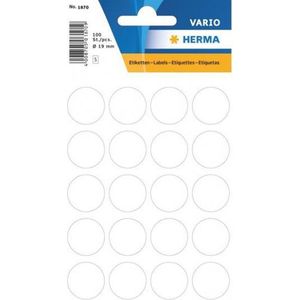 Ronde sticker etiketten wit 19 mm 200 stuks - Hobby stickers rondjes