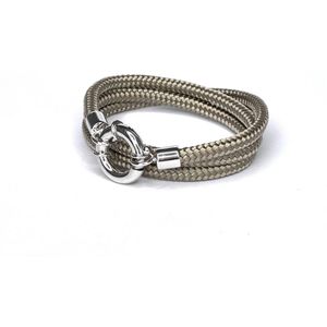 Jolla - dames wikkelarmband  - zilver - touw - Classic Rope - Taupe