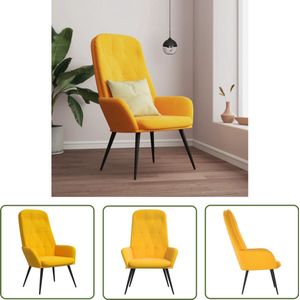 vidaXL Relaxstoel - Fluweel - Mosterdgeel - 70x77x98 cm Relaxfauteuil - Fauteuil - Velours Stoel - Mustard Geel - Trenddesign