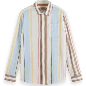 Scotch & Soda Crinkled Voile Stripe Shirt Heren Overhemd - Maat L