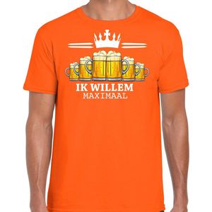 Bellatio Decorations Koningsdag verkleed shirt voor heren - bier, ik willem - oranje - feestkleding S