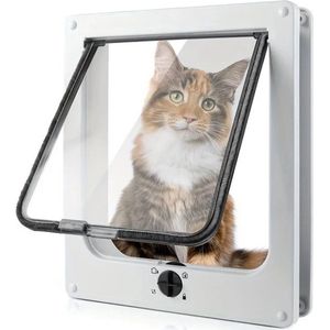 Collox Kattenluik - Huisdierenluik - Kattendeur - Telescopisch frame - 4 vergrendelingsstanden - Maat L - 23,5 x 5,5 x 27 cm - Wit