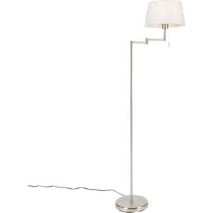 QAZQA ladas - Klassieke Vloerlamps-sStaande Lamp met kap - 1 lichts - H 1540 mm - Wit - Woonkamers-sSlaapkamers-sKeuken