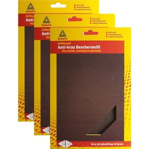 Deltafix Anti-krasvilt - 3x A4 knipvel - bruin - 210 x 297 mm - rechthoek - zelfklevend - beschermvilt