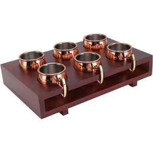 Koperen Mokken Set - Corrosiebestendig - Gemakkelijk Schoon Te Maken - 2oz - Thermische Isolatie - Cocktailmok met Plank voor Bar Thuiskantoor