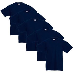 Fruit of the Loom Kinder t-shirts origineel marineblauw maat 164 5 st