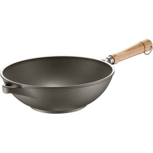 Berndes Wok - Bonanza - Essenhouten Steel - 28 cm - Grijs