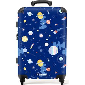 NoBoringSuitcases.com® - Blauwe kindertrolley jongens - Ruimte reiskoffer kinderen - 20 kg bagage