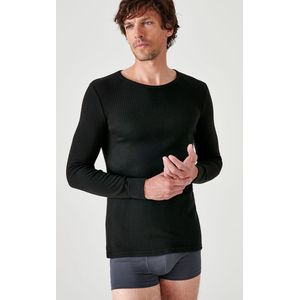 Damart - T-shirt lange mouwen, ronde hals - Heren - Zwart - XL