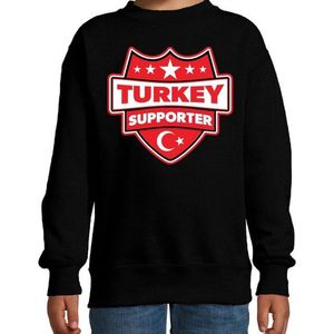 Turkey supporter schild sweater zwart voor kinderen - Turkije landen sweater / kleding - EK / WK / Olympische spelen outfit 170/176