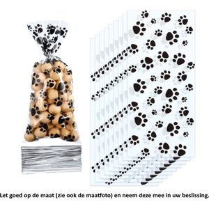 25x Uitdeelzakjes hondenpoten 12.5 x 27.5 cm - dog paws - honden poot afdrukken - pootjes - Cellofaan Plastic Traktatie Kado Zakjes - Snoepzakjes - Koekzakjes - Koekje - Cookie Bags