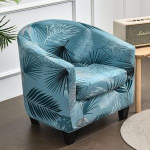 Pack of 2 Armchair Covers with Elastic Stretch Cover, Club Chair Protective Cover Sofa Cover with High Stretch Armchair for Club Chair Lounge Chair Cocktail Chair (Blue Leaf)
