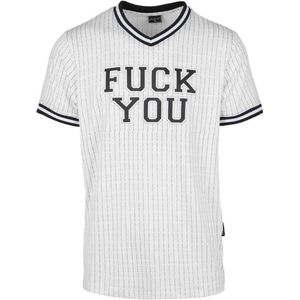 Urban Classics - Fuckyou Jersey Heren T-shirt - XS - Wit/Zwart