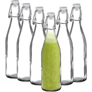 Swing Top Glazen Fles met Swing Top 6 Stuks 600ml Transparante Fles voor Wijn/Bier/Sap/olie/Azijn/Water/Soda/Secundaire Gisting