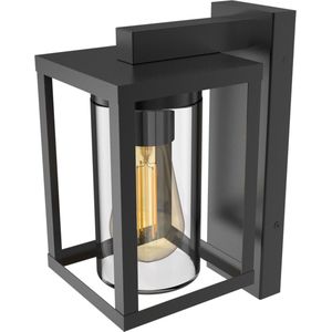 Calex Wandlamp Naples Inclusief lichtbron - E27 - Weerbestendige Buitenlamp - Dag/Nacht sensor - Eenvoudig te Monteren - Stijlvol Design - Zwart- Complete wandlamp