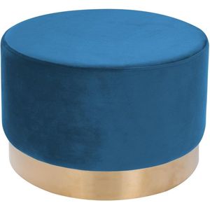 Goodivery ® Stijlvolle Fluwelen Poef met Gouden Rand voor Woonkamer, Slaapkamer en Kleedkamer - Blauw