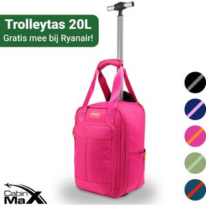 CabinMax Narvik Wieltas - Ryanair Reistas op Wielen - Handbagage 20L - 40x20x25cm - Fuschia