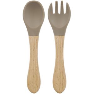 Dutsi - Baby Bestekset - Hout & Siliconen - Taupe