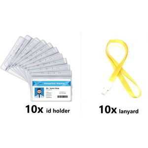 ID badgehouders met Lanyards / 10x badgehouders transparant en 10x Lanyards Yellow (2x45cm) / Hoesjes voor pasjes en kaarten / ID hoesjes / ID Badgehouder met Lanyard