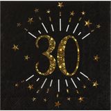 Santex Verjaardag feest servetten leeftijd - 10x - 30 jaar - goud - 33 x 33 cm