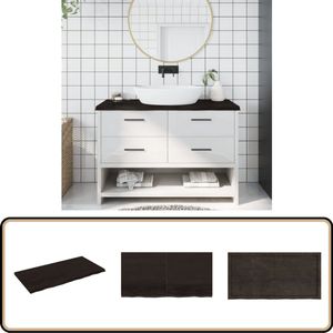 vidaXL Wastafelblad - Massief Eikenhout - Donkerbruin Wastafelblad - Eikenhouten Wastafelblad - Keukenblad - Badkamermeubel - Handgemaakte Wastafel