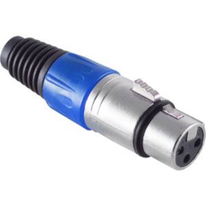 XLR 3-pins (v) connector met plastic trekontlasting - grijs/blauw