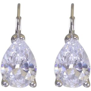 Behave - Oorbellen - Zirkonia steen - Druppel Oorhanger - Teardrop - Klassiek - Transparant - 2,3 x 1 cm