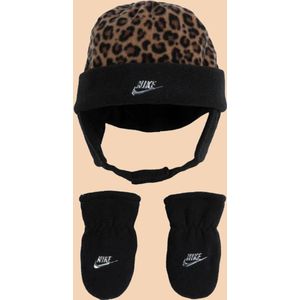 Nike panter print / leopard kind muts en handschoenen (maat 2-4 jaar)