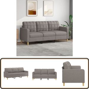 vidaXL Driezitsbank - 180 cm - Stof - Taupe 3 Zits Bank - Banks Kopen - Lounge Meubels - Stoffen Bank - Taupe Bank