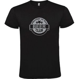 Zwart  T shirt met  "" Member of the Beer club ""print Zilver size XXXXXL