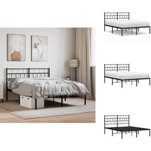 vidaXL Bedframe - Bedframes - Tweepersoonsbed - Bed - Bedframe met hoofdbord metaal zwart 120x190 cm