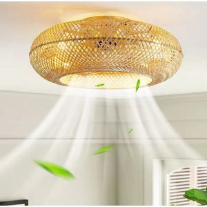 plafond ventilator Bamboe met verlichting - met afstandsbediening - Ø50cm