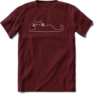 Gekke Kat - Katten T-Shirt Kleding Cadeau | Dames - Heren - Unisex | Dieren shirt | Grappig Verjaardag kado | Tshirt Met Print | - Burgundy - L