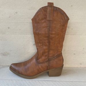 SmileFavorites® Dames Cowboylaarzen met Hak - Camel - Imitatieleer - Maat 39