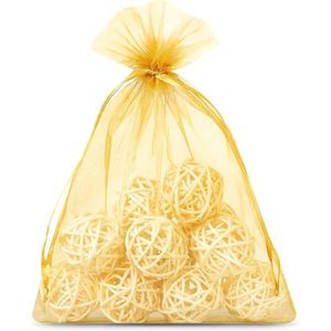 Organza Zakjes 12 x 15 cm | 50 stuk | Goud | Cadeauzakjes Geschenkzakjes Cadeau Verpakking Geurzakjes Snoepzakjes Bruiloft decoratie